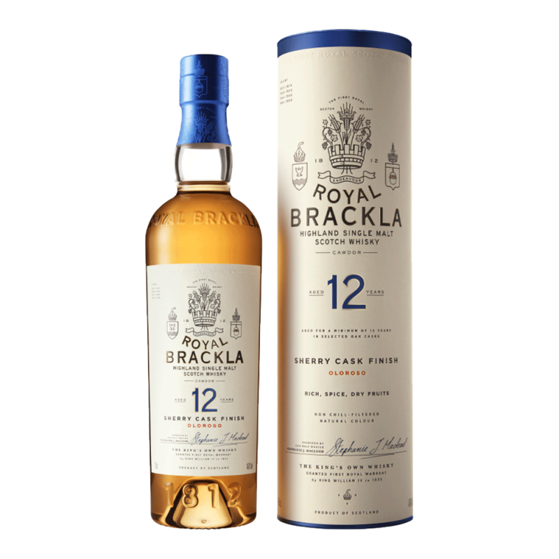 Oloroso sherry cask finish. Роял Бракла 12. Виски "Royal Brackla " 12 years old, in tube, 0.7 л.